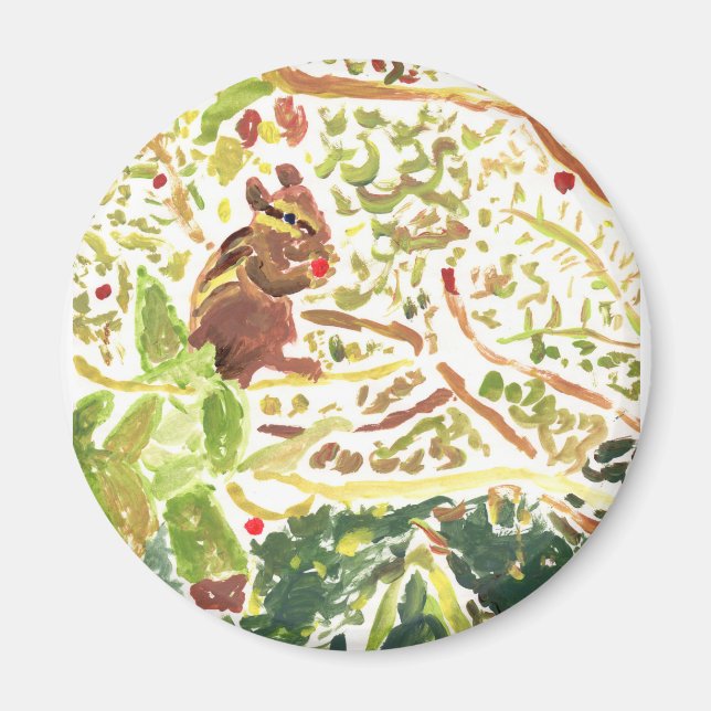 Chipmunk som äter en bärmagnet magnet (Framsidan)