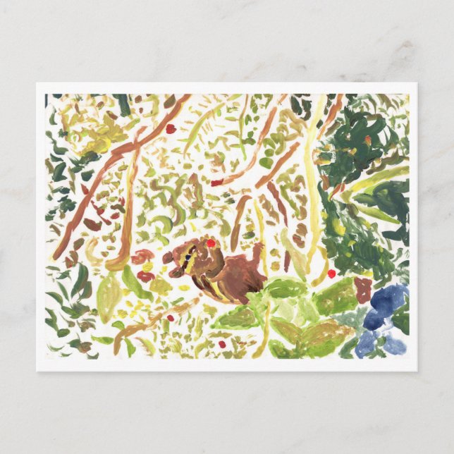 Chipmunk som äter ett vykort för bär (Framsida)