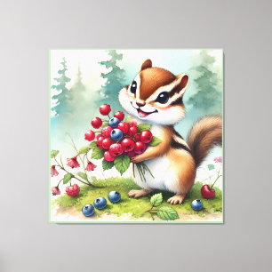 Chipmunk som håller bär canvastryck