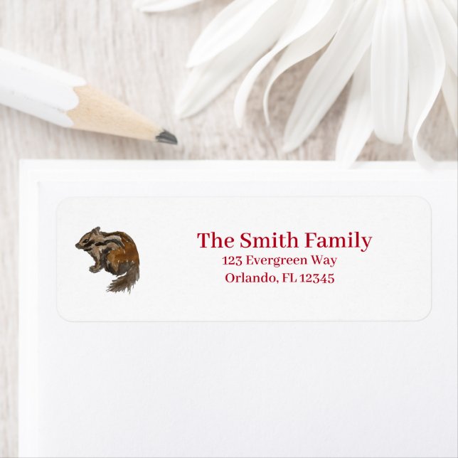 Chipmunk Wilderness Illustration Returadress Etikett (Insitu)