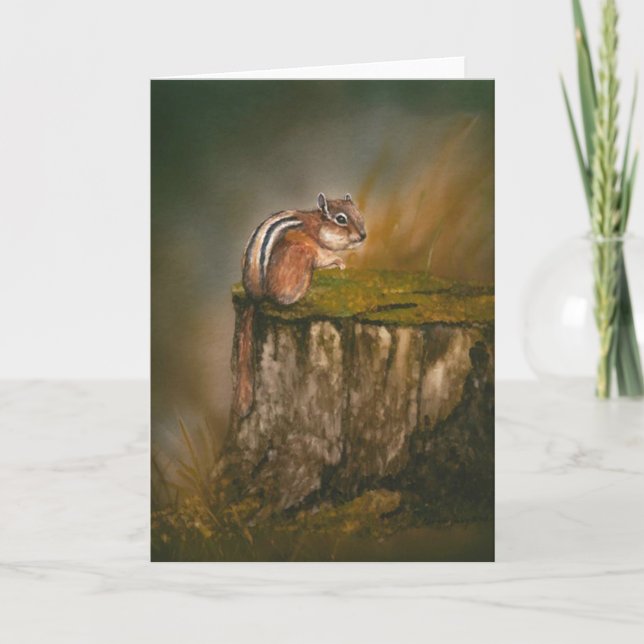 "Chipmunk" Wildlife Art Notecard Kort (Framsida)