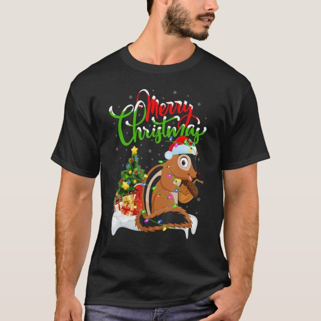 Chipmunk   Xmas Decorations Santa Chipmunk Christm T Shirt (Framsida)