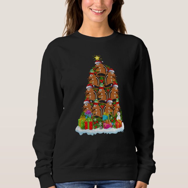 Chipmunk  Xmas Holiday  Chipmunk Christmas Tree T Shirt (Framsida)