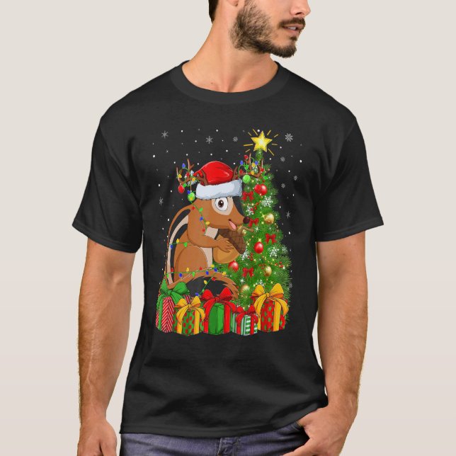 Chipmunk   Xmas Holiday Santa Chipmunk Christmas T T Shirt (Framsida)
