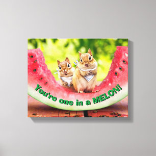 Chipmunkar Eating Watermelon Canvastryck
