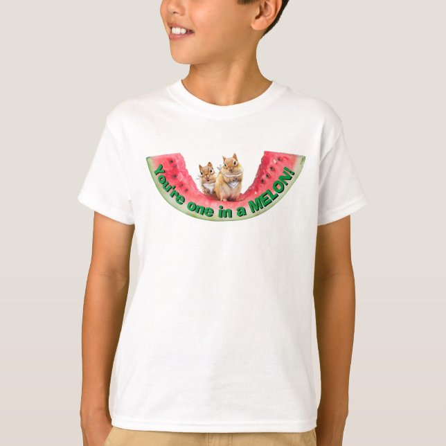 Chipmunkar Eating Watermelon T Shirt (Framsida)