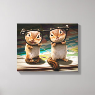 Chipmunkar i avläsningsglas canvastryck