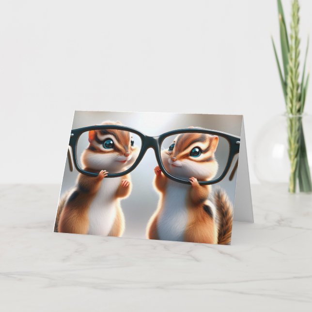 Chipmunkar med glasögon från födelsedagen Humor Kort (Framsida)