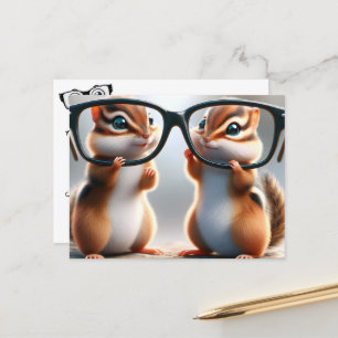 Chipmunkar med glasögon Öga Doktor Vykort