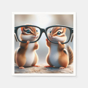 Chipmunkar med svart eyeglass pappersservett