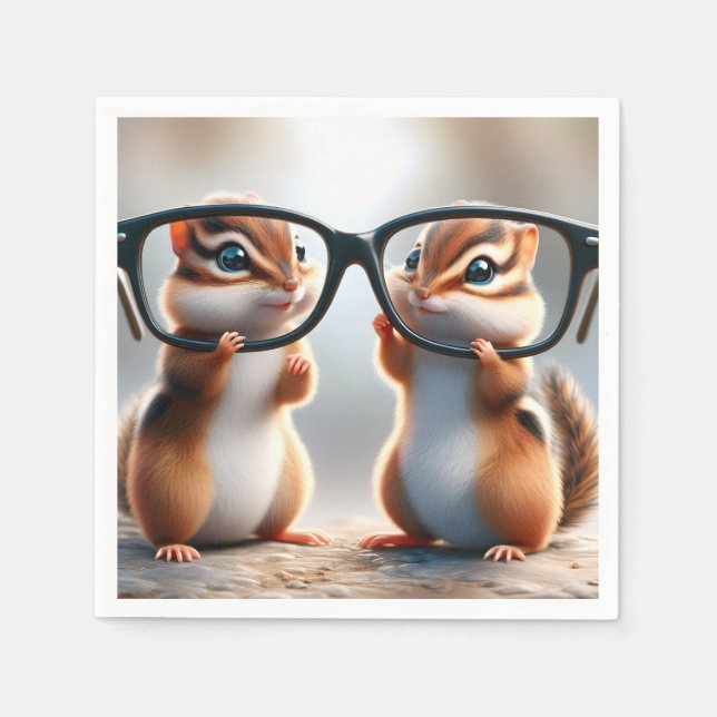 Chipmunkar med svart eyeglass pappersservett (Framsidan)