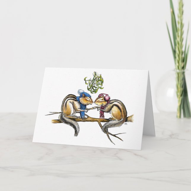 Chipmunkar under mistletoe kort (Framsida)