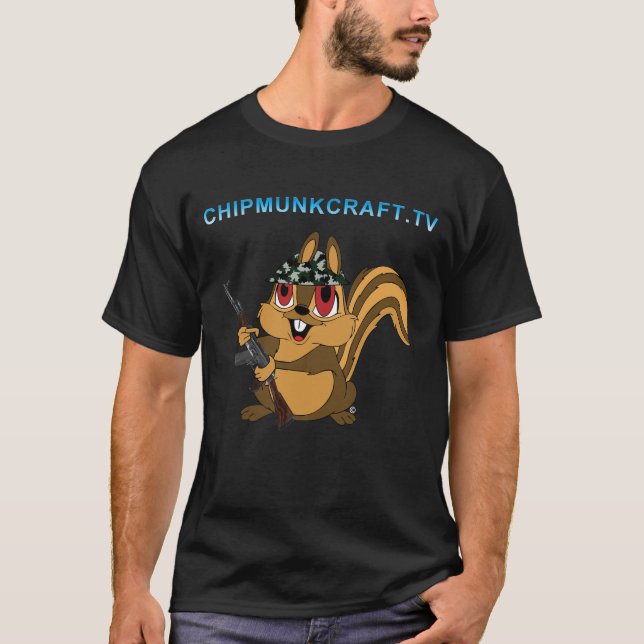 ChipmunkCraft mörk T-tröja v2 Tee (Framsida)