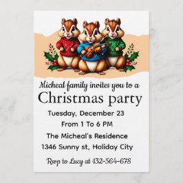 Chipmunks Christmas Party Invitation Inbjudningar