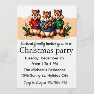 Chipmunks Christmas Party Invitation Inbjudningar