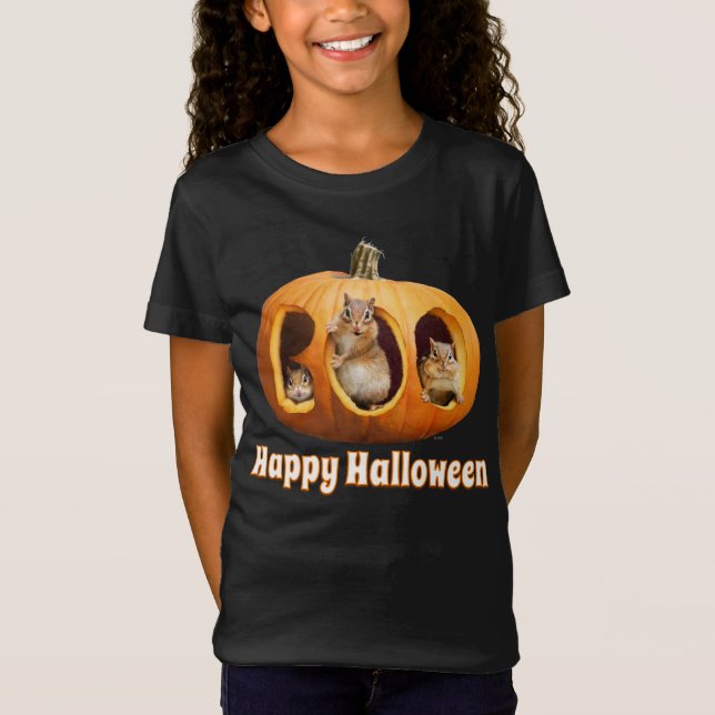 Chipmunks Inside Boo Jack-o-Lantern T Shirt (Framsida)