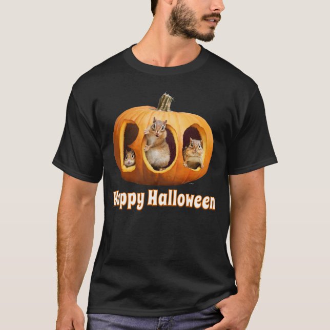 Chipmunks Inside Boo Jack-o-Lantern T Shirt (Framsida)