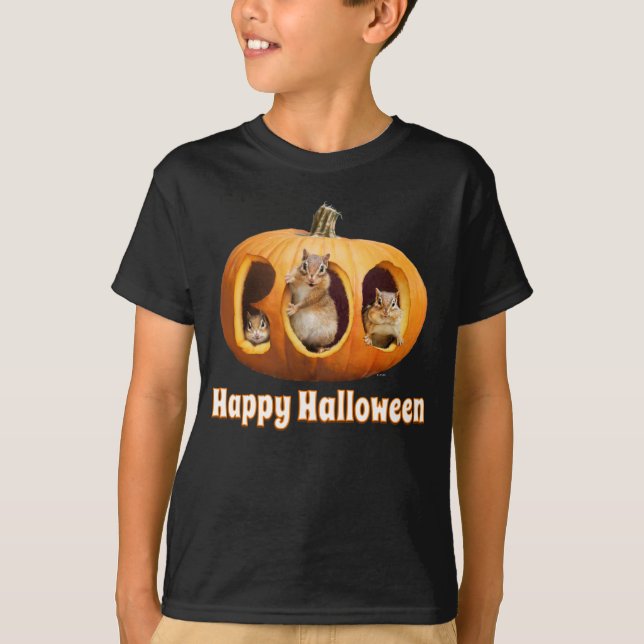 Chipmunks Inside Boo Jack-o-Lantern T Shirt (Framsida)