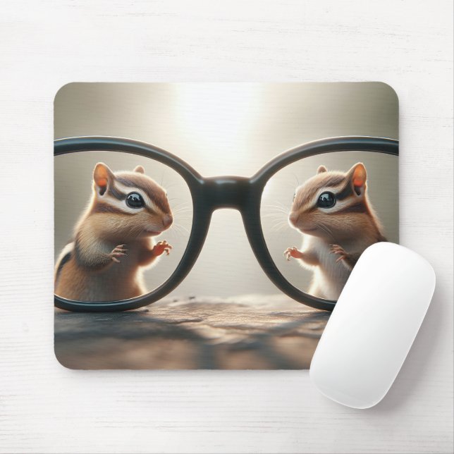 Chipmunks Peering through Big Black Glasses Musmatta (Med mus)