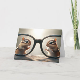 Chipmunks Peering through Glass Kort