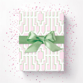 Chippendale Fret i rosa och grönt Presentpapper