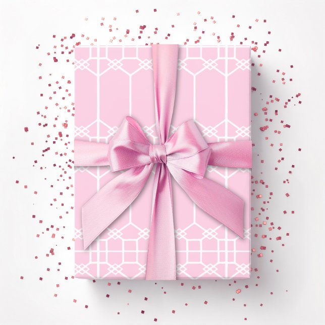 Chippendale Oktagon Trellis i Rosa Presentpapper (Skapare uppladdad)