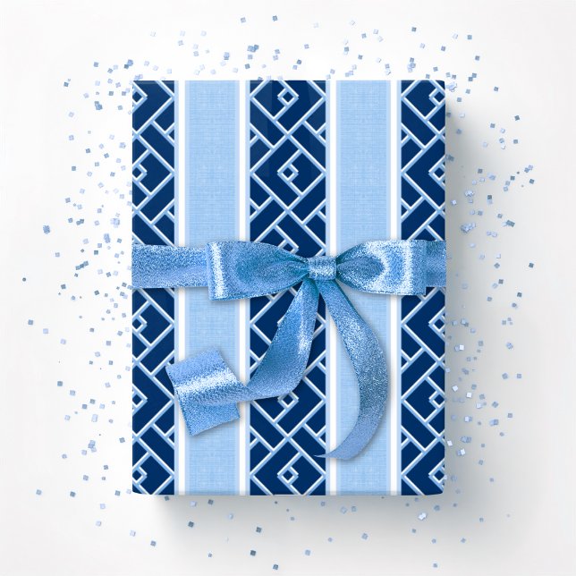 Chippendale Stripe i blå indigo Presentpapper (Skapare uppladdad)