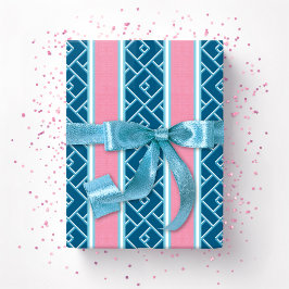 Chippendale Stripe in Pink and Deep Aqua Presentpapper