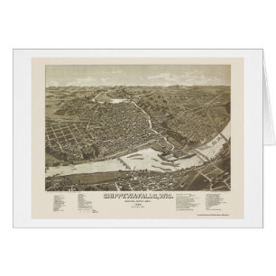 Chippewa Falls panorama- karta för WI - 1886 Hälsningskort