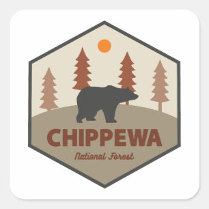 Chippewa National Forest Minnesota Bear Fyrkantigt Klistermärke
