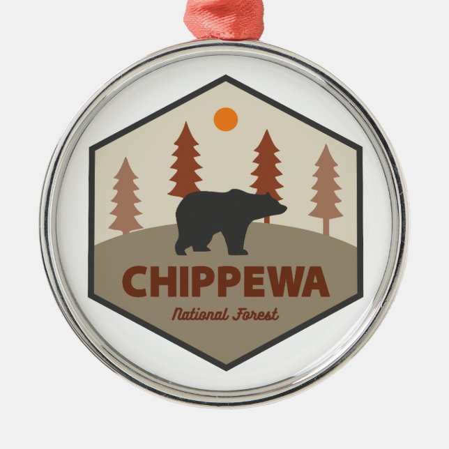 Chippewa National Forest Minnesota Bear Julgransprydnad Metall (Framsidan)