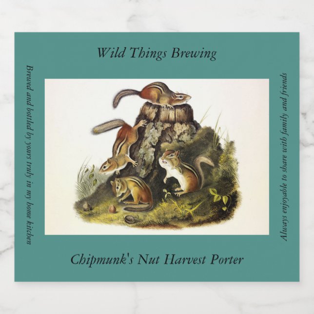 Chipping Squirrel (Östra Chipmunk) av Audubon Ölflaska Etikett (Singel etikett)