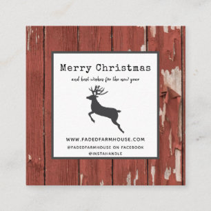 Chippy Wood Distress Farmhouse God jul Fyrkantigt Visitkort