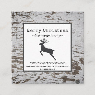 Chippy Wood Distress Farmhouse God jul Fyrkantigt Visitkort