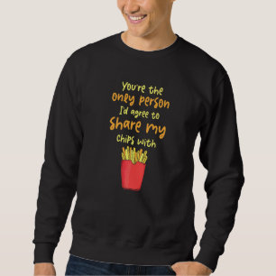 Chips Snabbmat Alla hjärtans dag Pommes Frites Pot Lång Ärmad Tröja