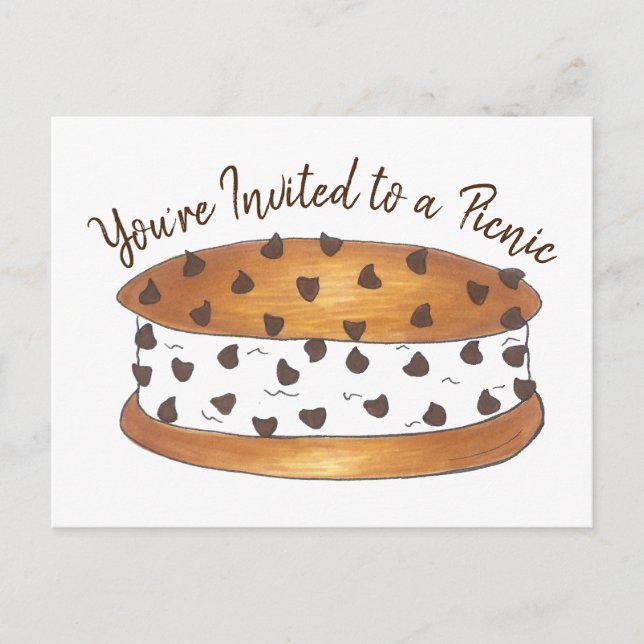 Chipwich Ice Cream Sandwich Picnic-inbjudan Inbjudan Vykort (Framsida)