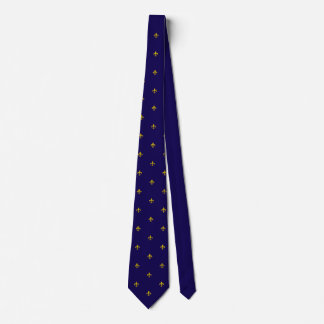 Chique Golden Fransk Lilie on Blue Neck Tie Slips