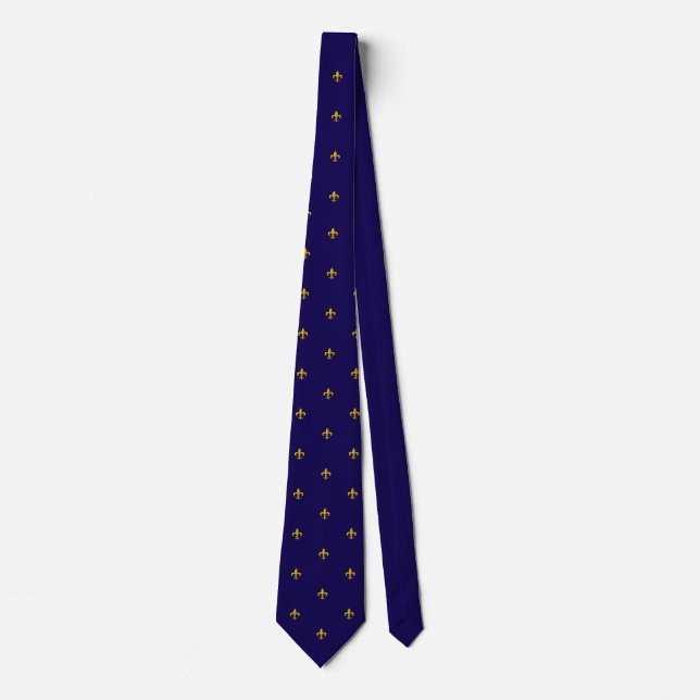 Chique Golden Fransk Lilie on Blue Neck Tie Slips (Framsida)