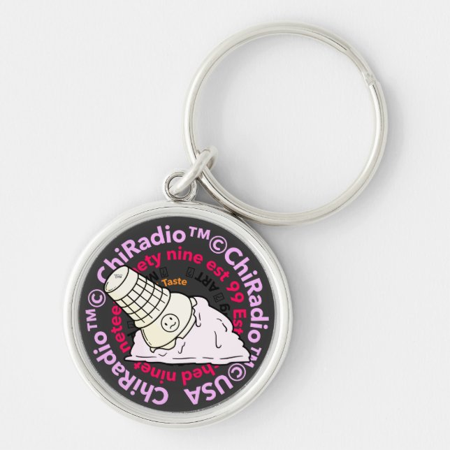 ChiradioLLC ™ TrinketTray Rund Silverfärgad Nyckelring (Framsidan)
