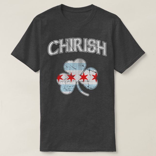 Chirish Chicago Flagga Shamrock T Shirt (Design framsida)