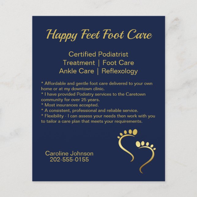 Chiropodist Podiatrist Promotional Blue Business Flygblad (Framsidan)