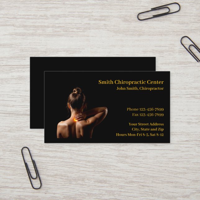 Chiropractic Chiropractic Clinic Business Card Visitkort (Fram/Back In Situ)