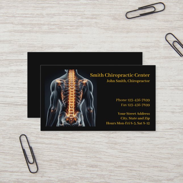 Chiropractic Chiropractic Clinic Business Card Visitkort (Fram/Back In Situ)