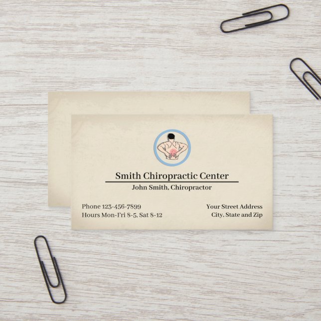 Chiropractic Chiropractor Clinic Business Card Visitkort (Fram/Back In Situ)