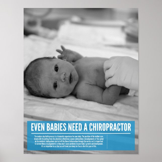 Chiropractic poster - infants need adjustments too (Framsidan)