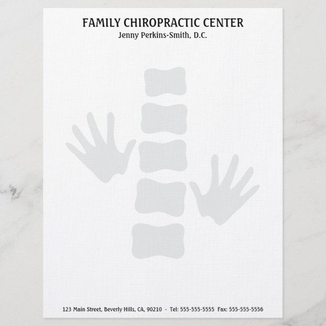 Chiropractichänder & inbindningsbrevhuvud brevhuvud (Framsida)