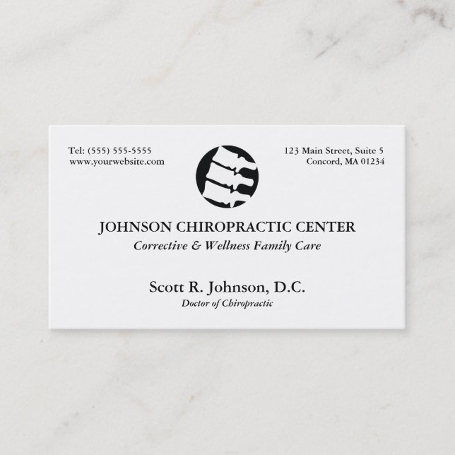 Chiropracticlogotypvisitkortar Visitkort (Framsida)