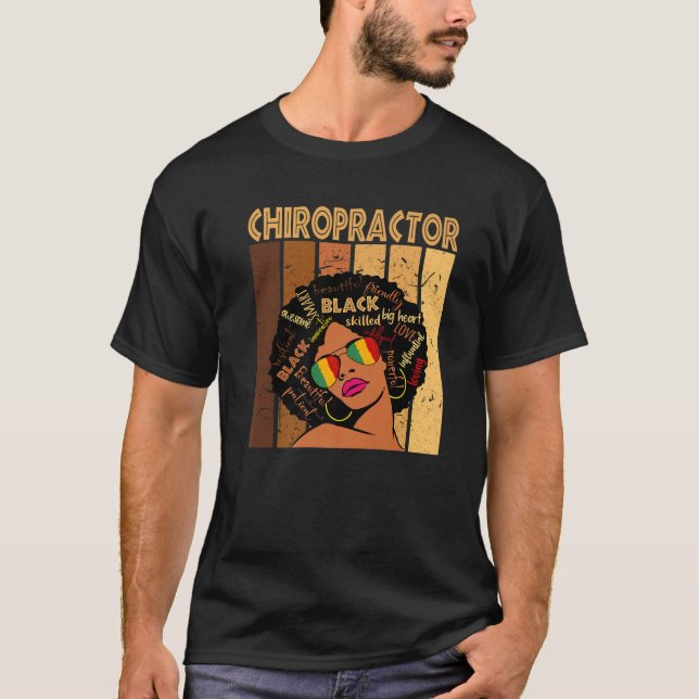 Chiropractor Afro African American Women Black T Shirt (Framsida)