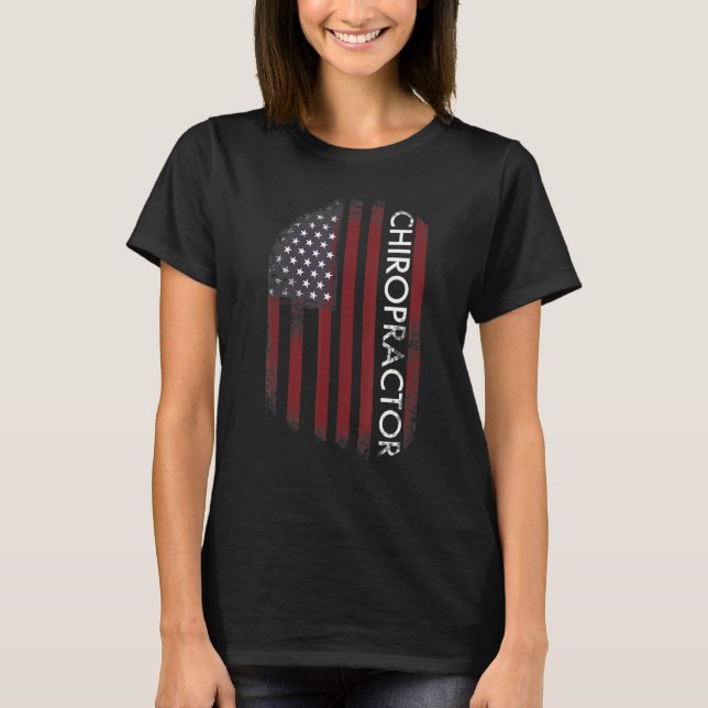 Chiropractor American Flag T Shirt (Framsida)