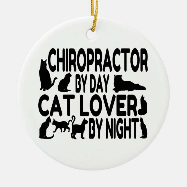 Chiropractor Cat Lover Julgransprydnad Keramik (Framsidan)
